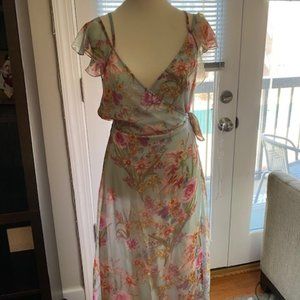 Cold Shoulder Floral Maxi Dress